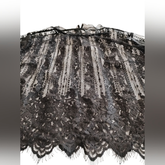H&M | Woman's Black Lace, Wide Sleeve Witchcore Gothic Style Blouse | Medium - Picture 6 of 11